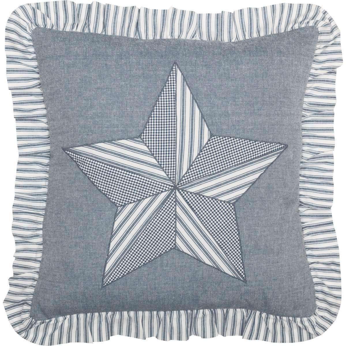 Sawyer Mill Blue Barn Star Pillow 18x18 VHC Brands front