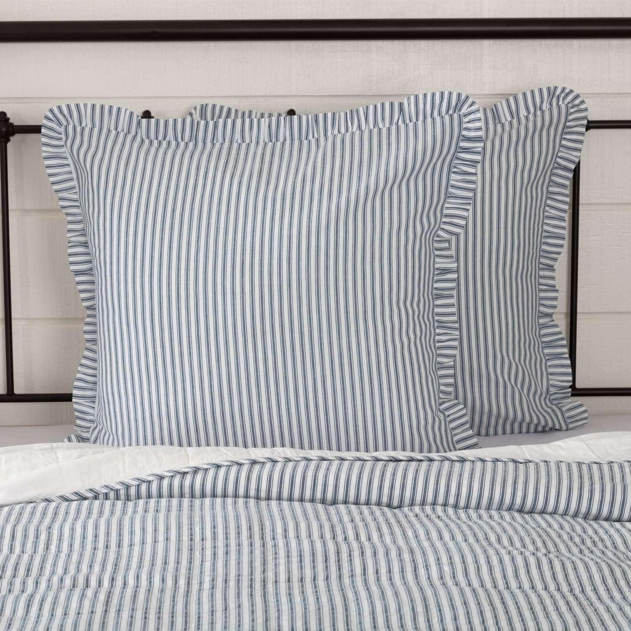 Sawyer Mill Blue Ticking Stripe Fabric Euro Sham 26x26