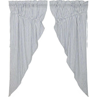 Thumbnail for Sawyer Mill Blue Ticking Stripe Prairie Short Panel Curtain Set of 2 63x36x18 VHC Brands - The Fox Decor