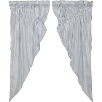 Thumbnail for Sawyer Mill Blue Ticking Stripe Prairie Short Panel Curtain Set of 2 63x36x18 VHC Brands - The Fox Decor