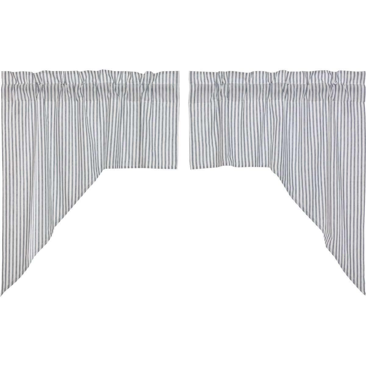 Sawyer Mill Blue Ticking Stripe Swag Curtain Set of 2 36x36x16 VHC Brands - The Fox Decor