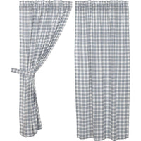 Sawyer Mill Blue Plaid Short Panel Curtain Set of 2 63x36 VHC Brands - The Fox Decor