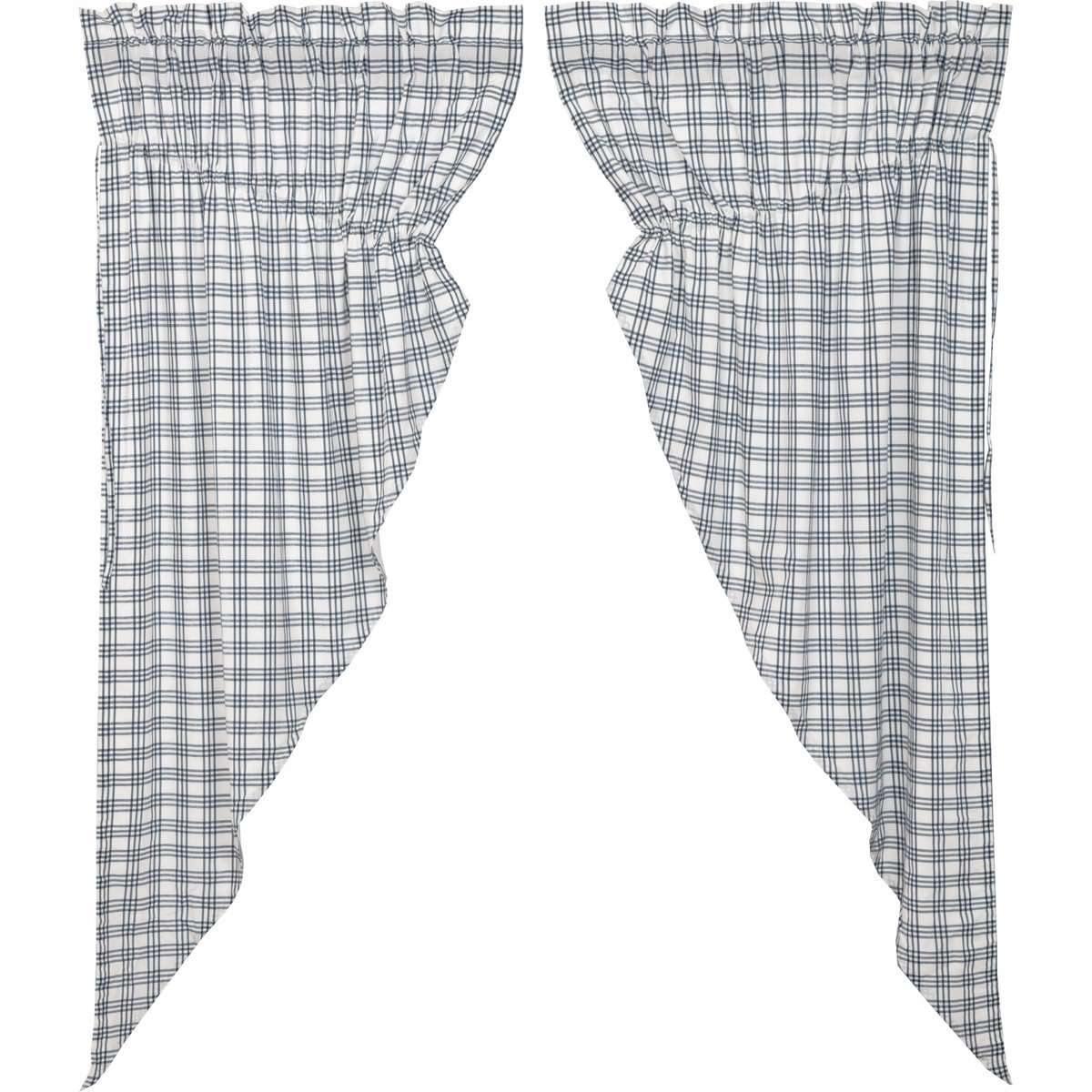 Sawyer Mill Blue Plaid Prairie Short Panel Curtain Set of 2 63x36x18 VHC Brands - The Fox Decor