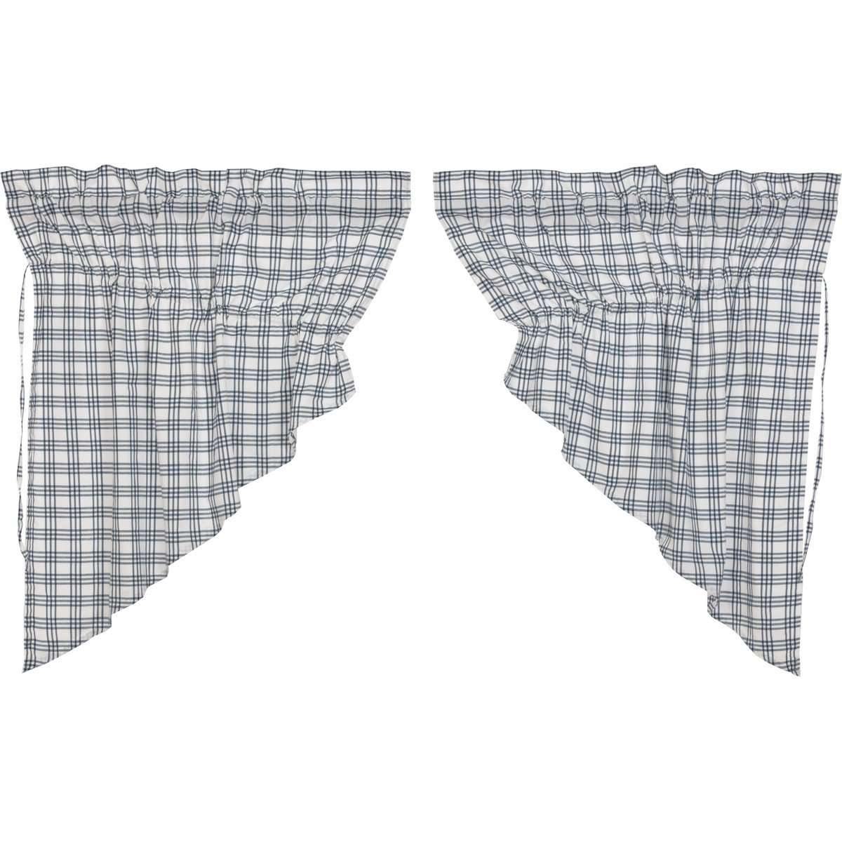 Sawyer Mill Blue Plaid Prairie Swag Curtain Set of 2 36x36x18 VHC Brands - The Fox Decor