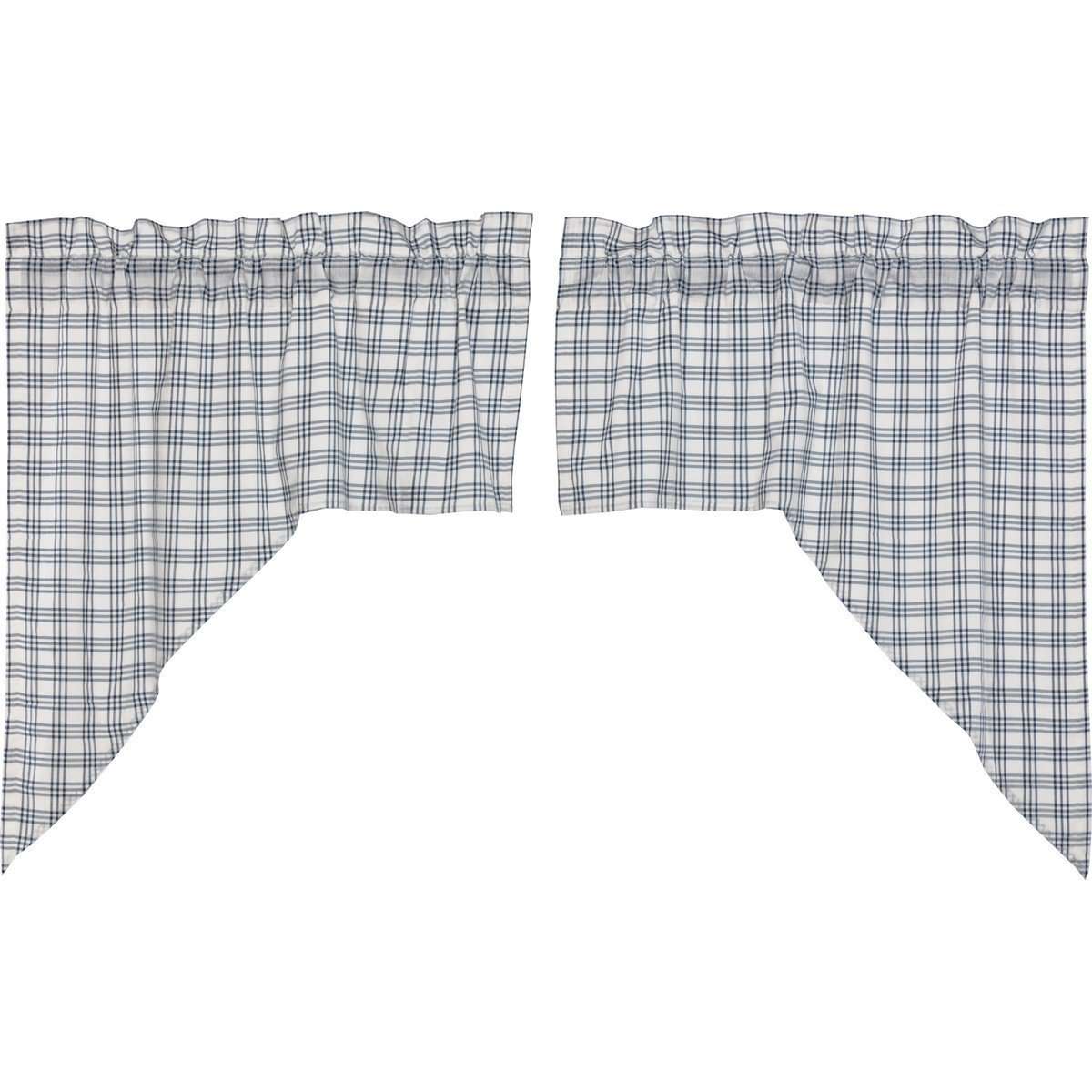 Sawyer Mill Blue Plaid Swag Curtain Set 36" x 36" VHC Brands - The Fox Decor