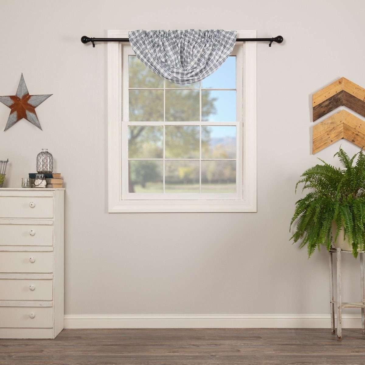 Sawyer Mill Blue Plaid Balloon Valance Curtain VHC Brands - The Fox Decor