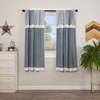 Thumbnail for Sawyer Mill Blue Short Panel Curtain with Attached Patchwork Valance Set of 2 36