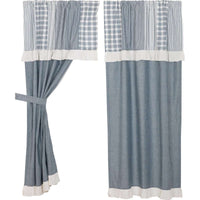 Thumbnail for Sawyer Mill Blue Short Panel Curtain with Attached Patchwork Valance Set of 2 36