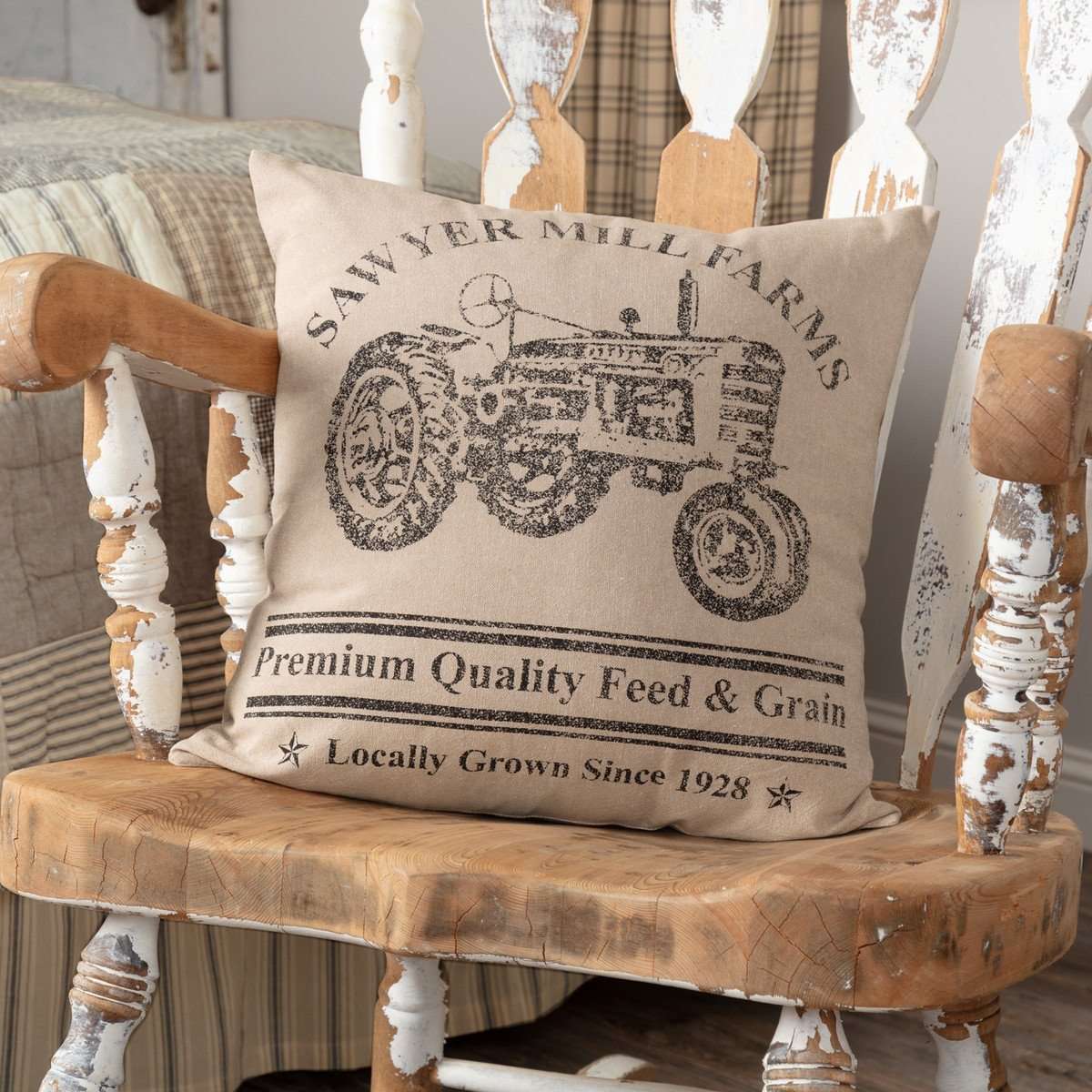Sawyer Mill Charcoal Tractor Pillow Charcoal 18" - The Fox Decor