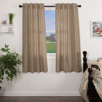 Thumbnail for Sawyer Mill Charcoal Ticking Stripe Short Panel Curtain Set of 2 63