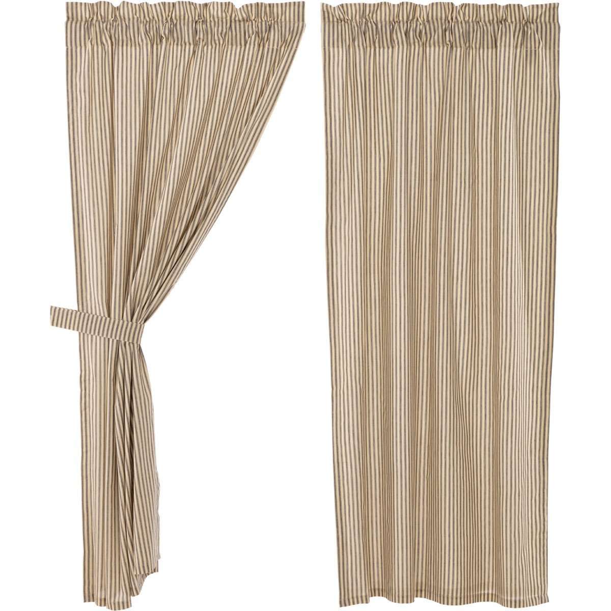 Sawyer Mill Charcoal Ticking Stripe Short Panel Curtain Set of 2 63