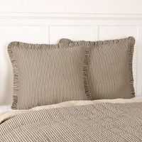 Sawyer Mill Charcoal Ticking Stripe Fabric Euro Sham 26x26 VHC Brands - The Fox Decor