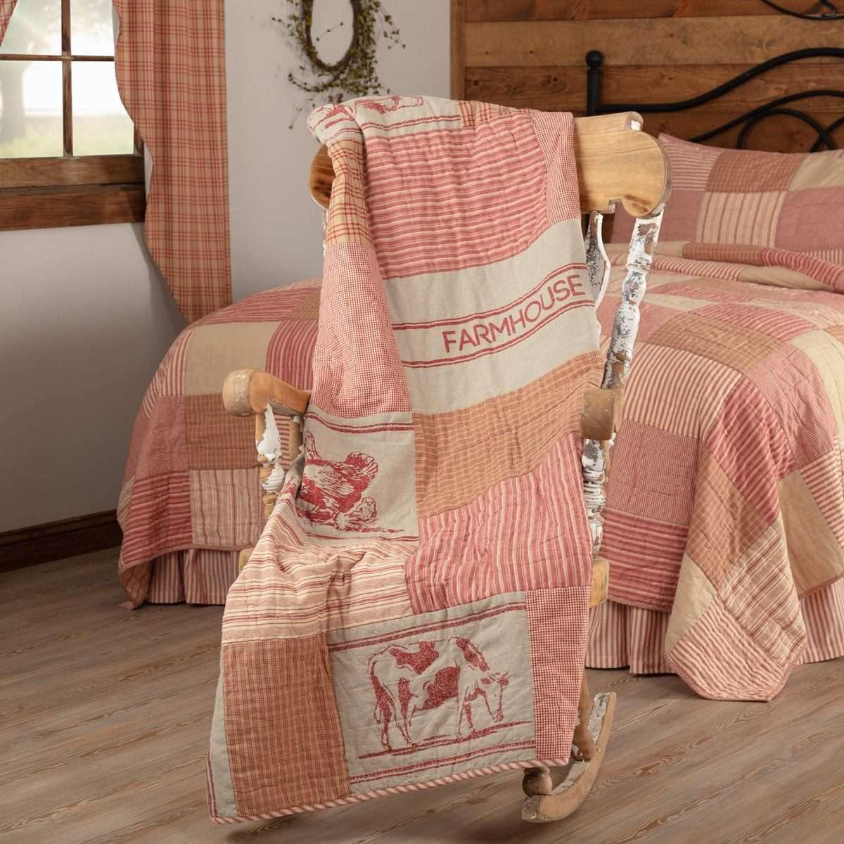 Sawyer Mill Charcoal Farm Animal Quilted Throw 60x50 VHC Brands  