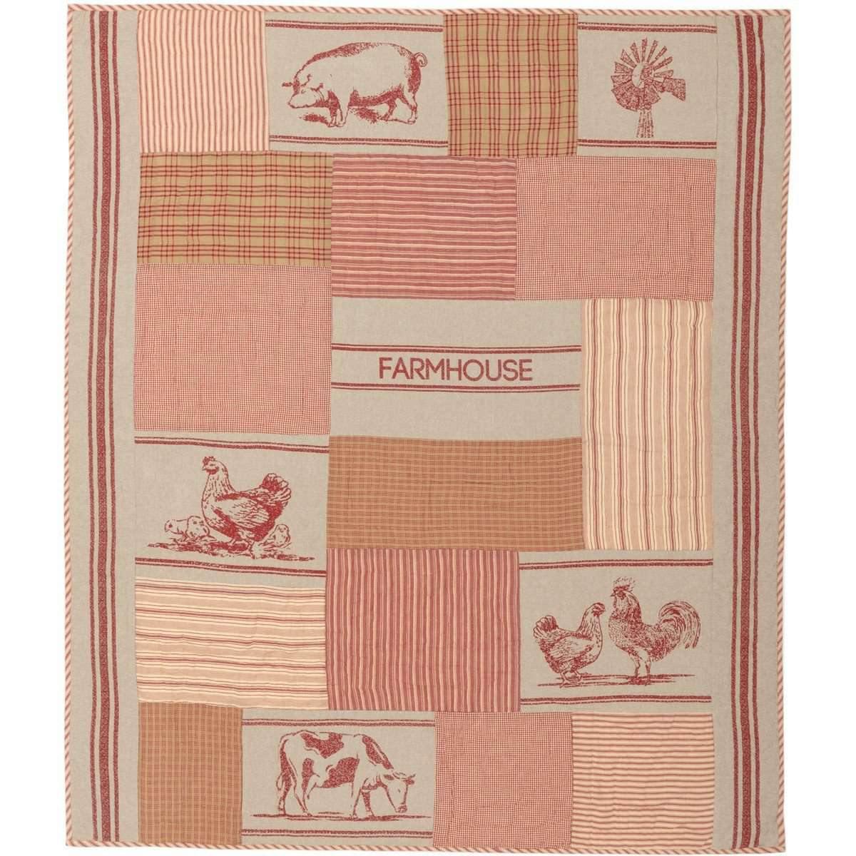 Sawyer Mill Charcoal Farm Animal Quilted Throw 60x50 VHC Brands - The Fox Decor