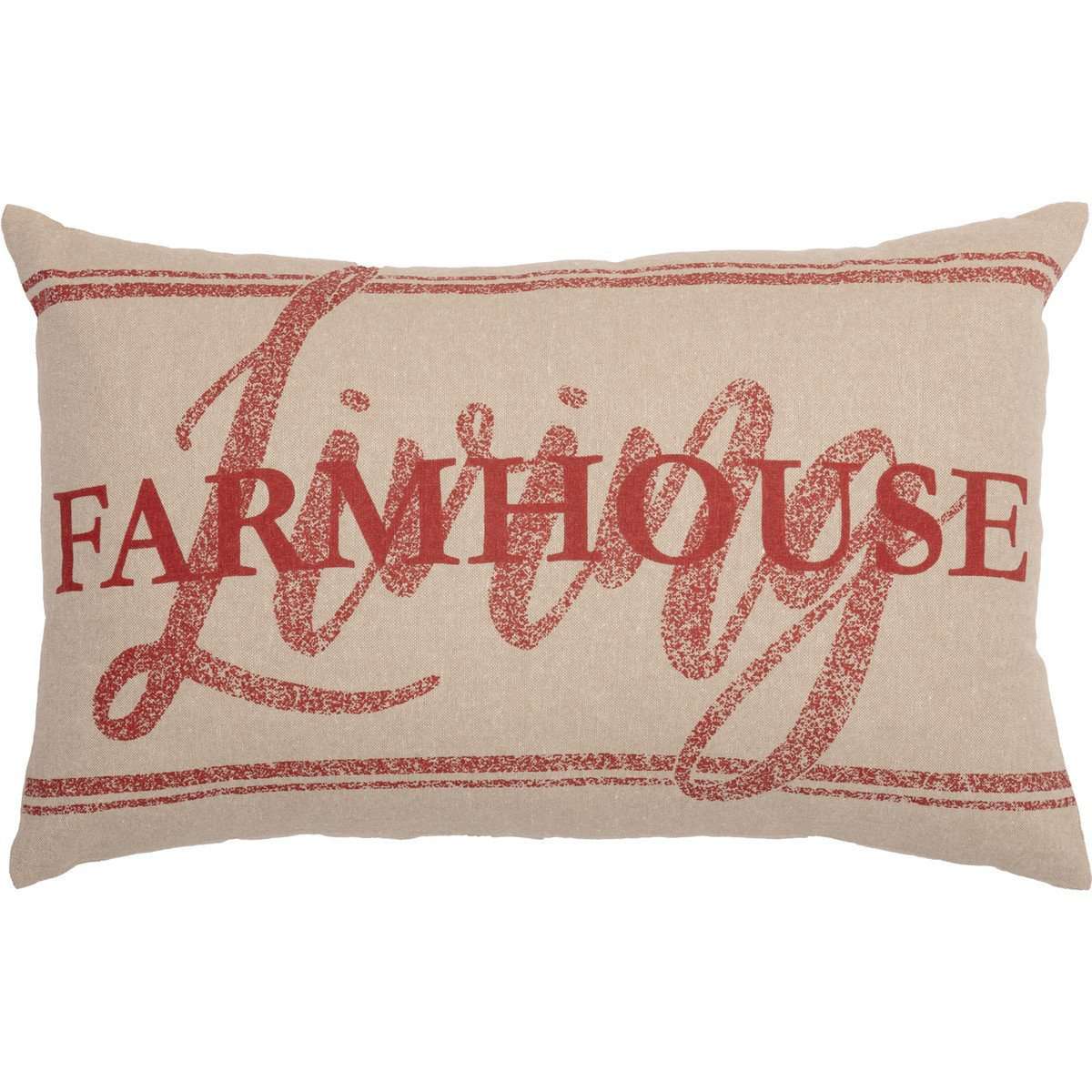 Sawyer Mill Red Farmhouse Living Pillow 14"x22" Country Red, Khaki VHC Brands - The Fox Decor