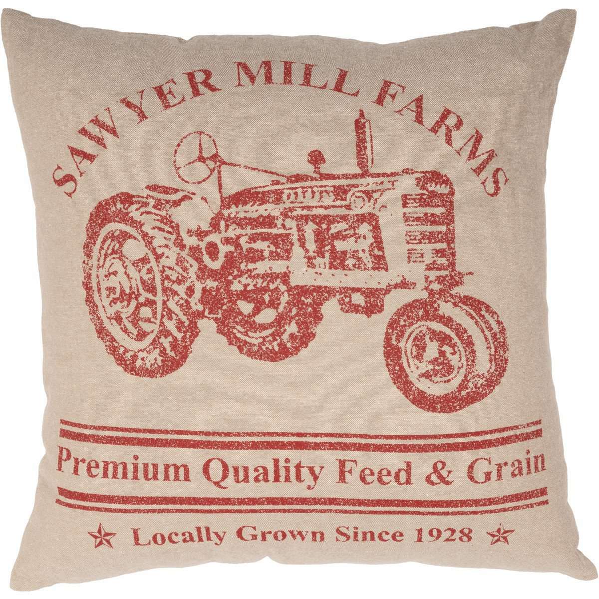 Sawyer Mill Charcoal Tractor Pillow Red 18" - The Fox Decor