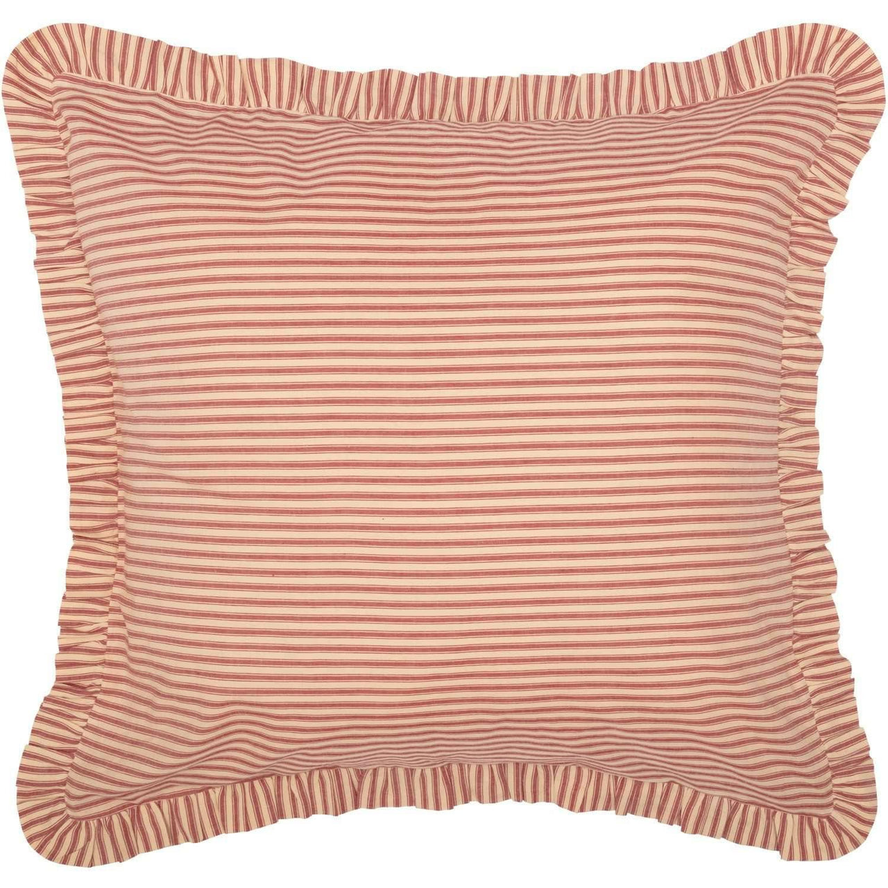 Sawyer Mill Red Ticking Stripe Fabric Euro Sham 26x26 VHC Brands - The Fox Decor