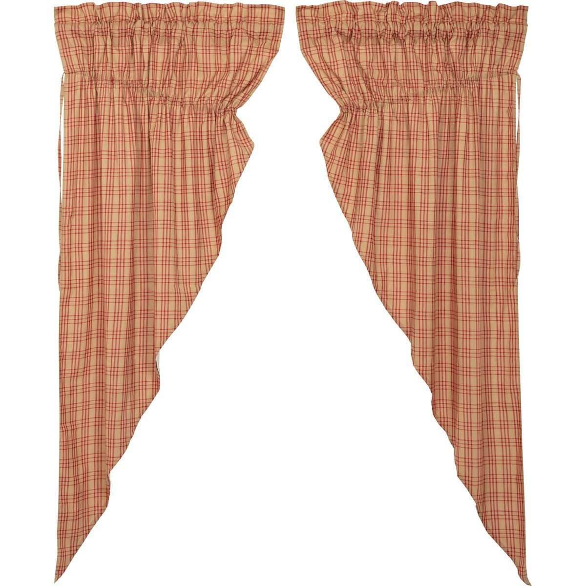 Sawyer Mill Red Plaid Prairie Short Panel Curtain Set of 2 63x36x18 VHC Brands - The Fox Decor