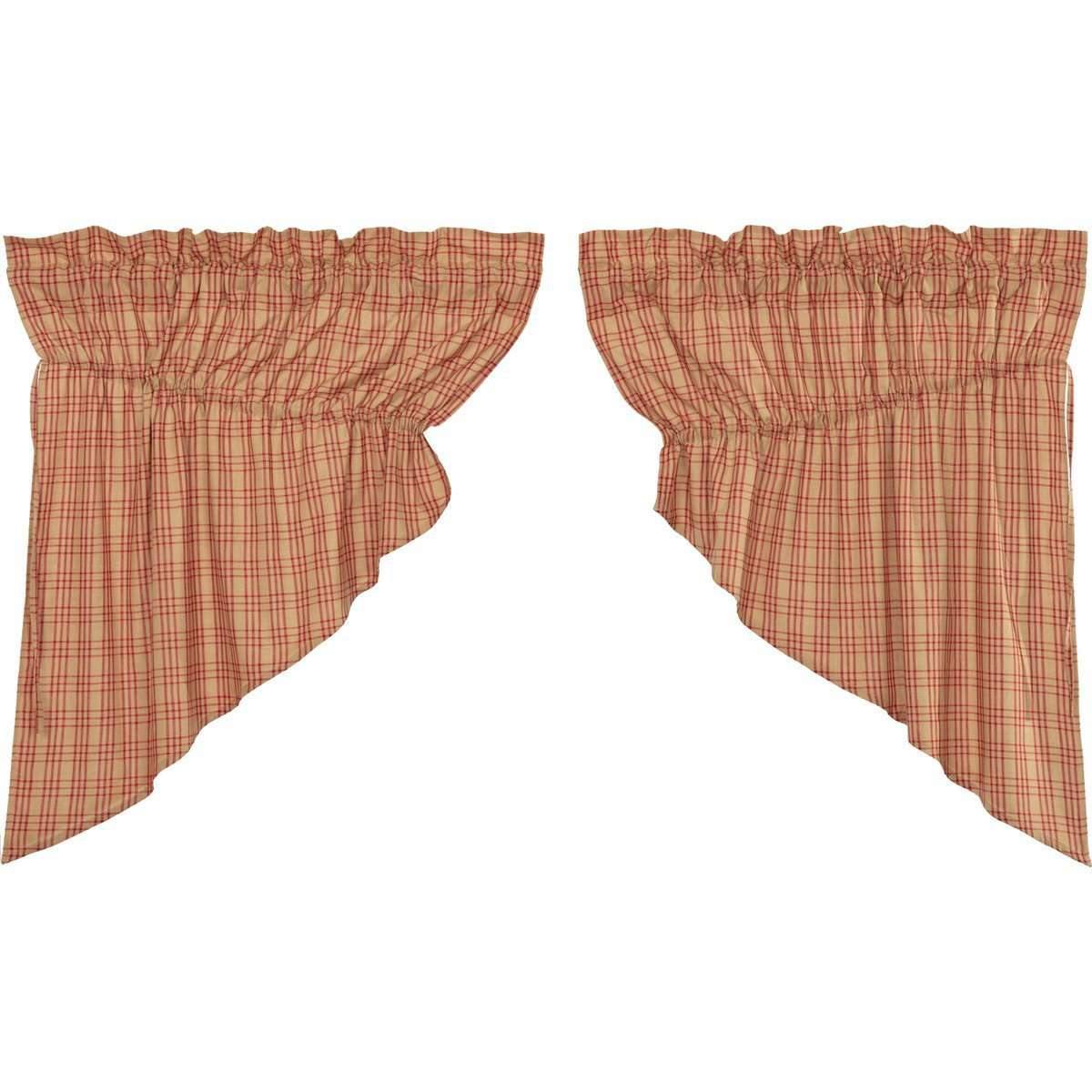 Sawyer Mill Red Plaid Prairie Swag Curtain Set of 2 36x36x18 VHC Brands - The Fox Decor