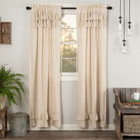 Thumbnail for Simple Life Flax Natural Ruffled Panel Country Curtain Set of 2 84