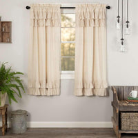 Thumbnail for Simple Life Flax Natural Ruffled Short Panel Curtain Set of 2 63x36 VHC Brands - The Fox Decor