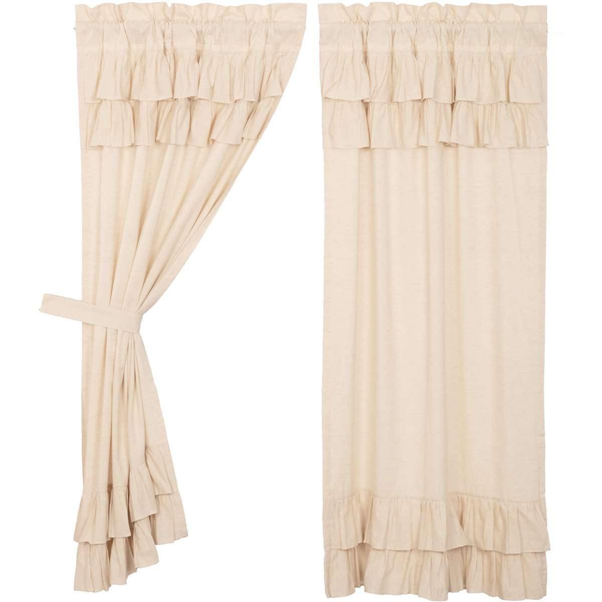 Simple Life Flax Natural Ruffled Short Panel Curtain Set of 2 63x36 VHC Brands - The Fox Decor