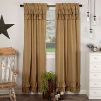 Thumbnail for Simple Life Flax Khaki Ruffled Panel Country Curtain Set of 2 84