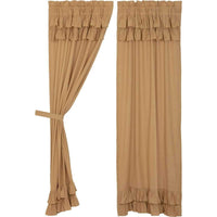 Thumbnail for Simple Life Flax Khaki Ruffled Panel Country Curtain Set of 2 84