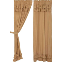 Thumbnail for Simple Life Flax Khaki Ruffled Panel Country Curtain Set of 2 84