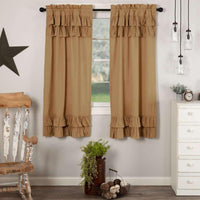 Thumbnail for Simple Life Flax Khaki Ruffled Short Panel Curtain Set of 2 63x36 VHC Brands - The Fox Decor
