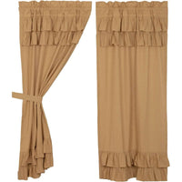 Thumbnail for Simple Life Flax Khaki Ruffled Short Panel Curtain Set of 2 63x36 VHC Brands - The Fox Decor