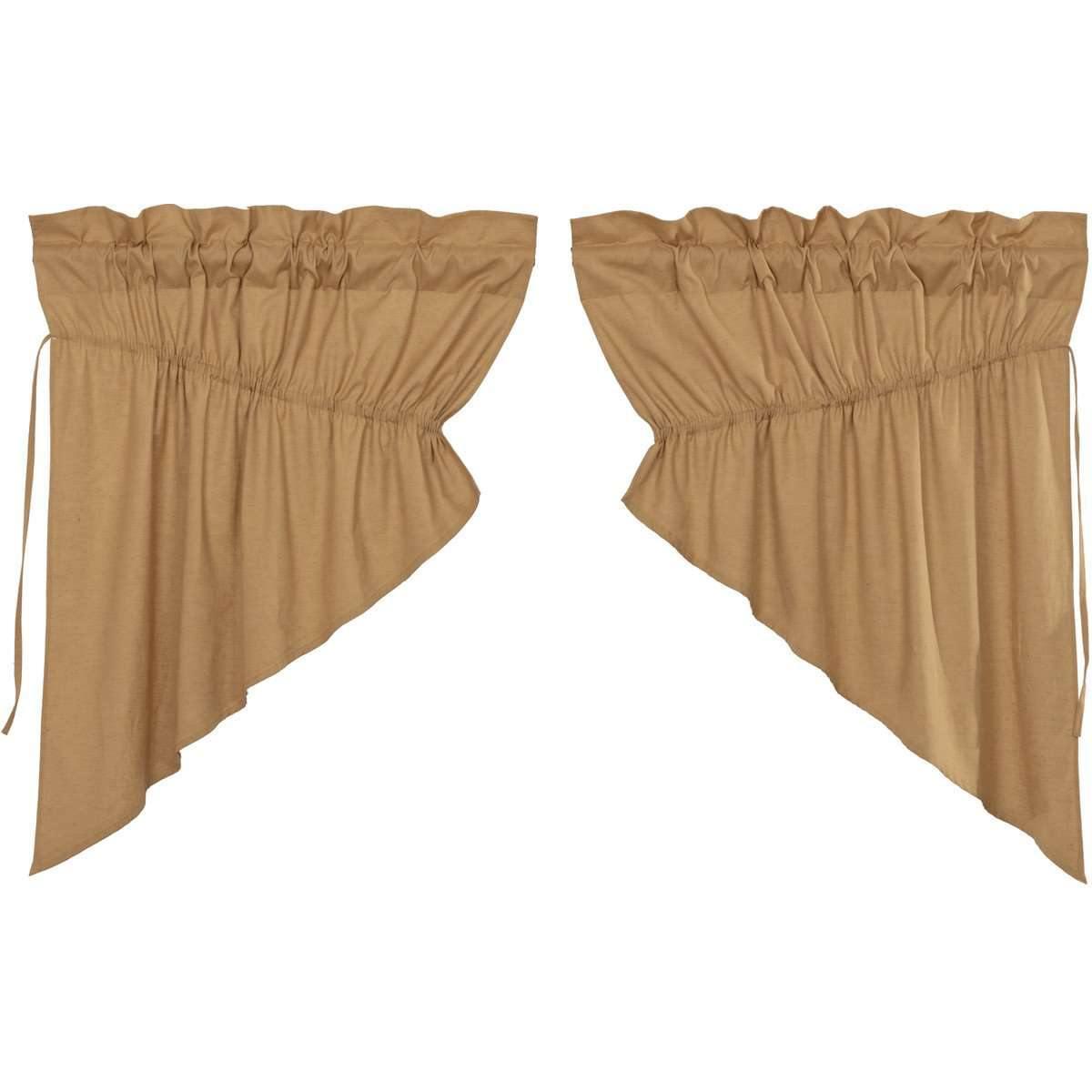 Simple Life Flax Khaki Prairie Swag Curtain Set of 2 36x36x18 VHC Brands - The Fox Decor