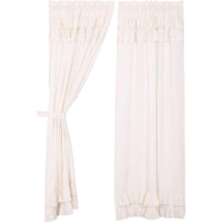 Thumbnail for Simple Life Flax Antique White Ruffled Panel Country Curtain Set of 2 84