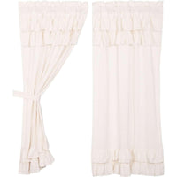 Thumbnail for Simple Life Flax Antique White Ruffled Short Panel Curtain Set of 2 63x36 VHC Brands - The Fox Decor