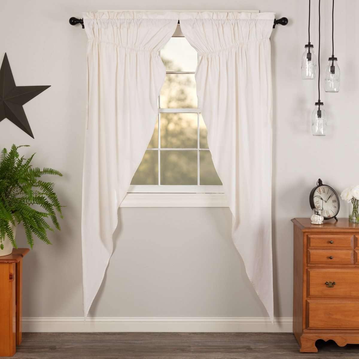 Simple Life Flax Antique White Prairie Long Panel Curtain Set of 2 84x36x18 VHC Brands - The Fox Decor