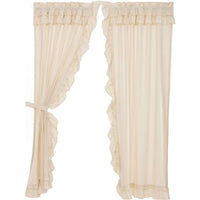 Thumbnail for Muslin Ruffled Unbleached Natural Panel Curtain Set of 2 84