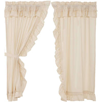 Thumbnail for Muslin Ruffled Unbleached Natural Short Panel Curtain Set of 2 63