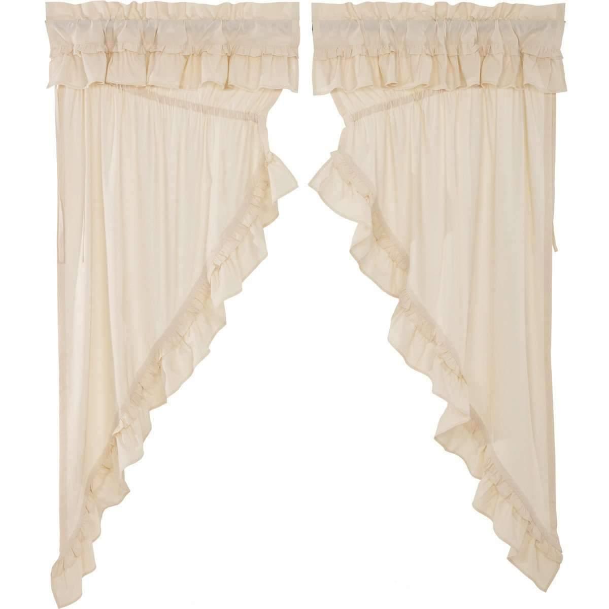 Muslin Ruffled Unbleached Natural Prairie Short Panel Curtain Set 63x36x18 VHC Brands online