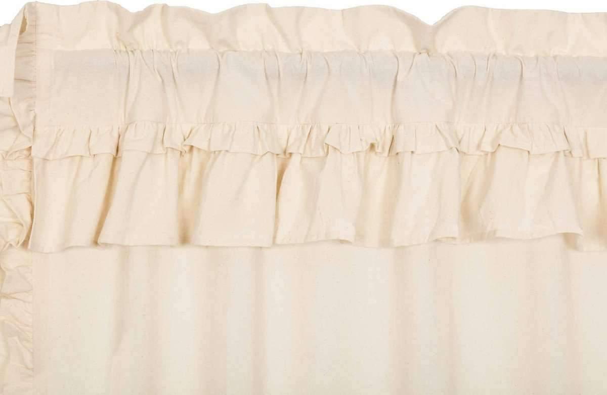 Muslin Ruffled Unbleached Natural Prairie Short Panel Curtain Set 63x36x18 VHC Brands zoom