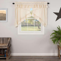 Thumbnail for Muslin Ruffled Unbleached Natural Prairie Swag Curtain Set of 2 36x36x18 VHC Brands - The Fox Decor