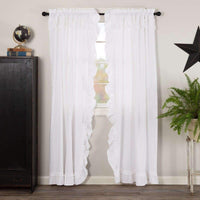 Thumbnail for Muslin Ruffled Bleached White Panel Curtain Set of 2 84