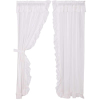Thumbnail for Muslin Ruffled Bleached White Panel Curtain Set of 2 84
