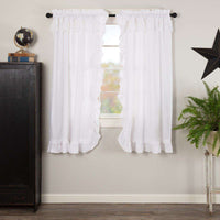 Thumbnail for Muslin Ruffled Bleached White Short Panel Curtain Set of 2 63