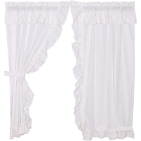 Thumbnail for Muslin Ruffled Bleached White Short Panel Curtain Set of 2 63