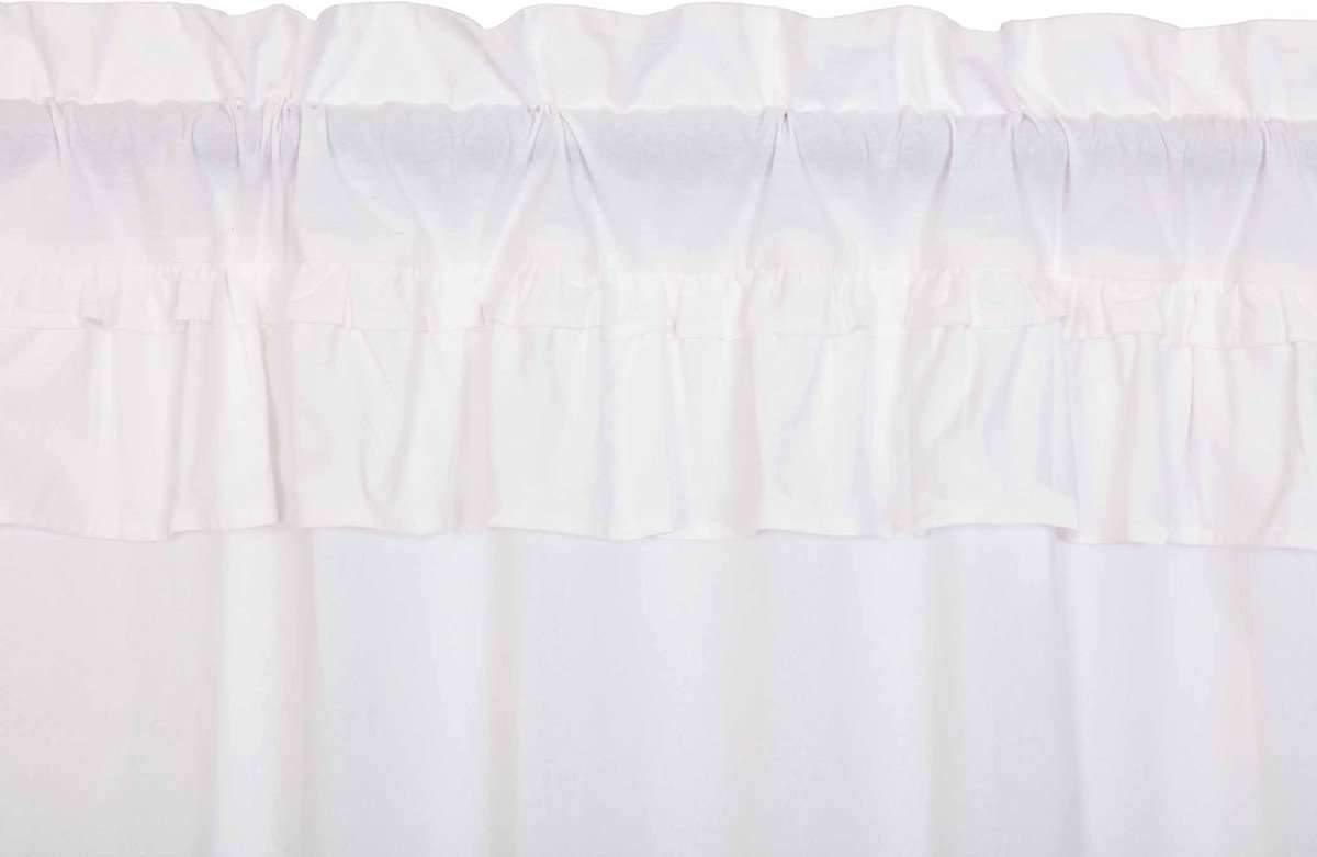 Muslin Ruffled Bleached White Prairie Long Panel Curtain Set of 2 84x36x18 VHC Brands - The Fox Decor