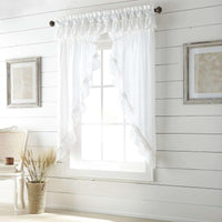 Thumbnail for Muslin Ruffled Bleached White Prairie Short Panel Curtain Set of 2 63x36x18 VHC Brands - The Fox Decor