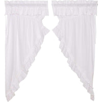 Thumbnail for Muslin Ruffled Bleached White Prairie Short Panel Curtain Set of 2 63x36x18 VHC Brands - The Fox Decor