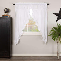 Thumbnail for Muslin Ruffled Bleached White Prairie Short Panel Curtain Set of 2 63x36x18 VHC Brands - The Fox Decor