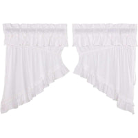 Muslin Ruffled Bleached White Prairie Swag Curtain Set of 2 36x36x18 VHC Brands - The Fox Decor