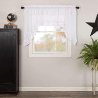 Muslin Ruffled Bleached White Swag Curtain Set of 2 36x36x16 VHC Brands - The Fox Decor